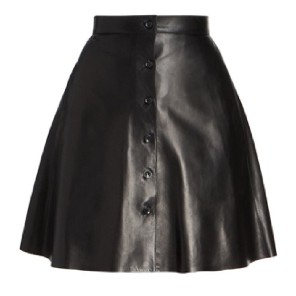 ALAÏA
Leather Button-front Skirt